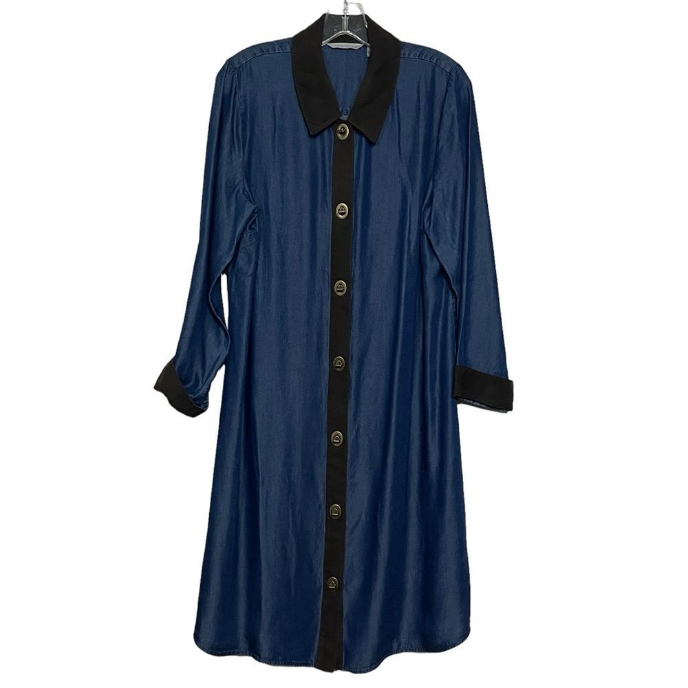Soft Surroundings Blue Icon Urbina Shirt Dress Denim Western Faux Suede Trim